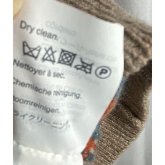 J.CREW Sweater Mens Medium Tan Orange Blue Fair Isle Stripe 100% Lambswool Soft - Picture 11 of 11